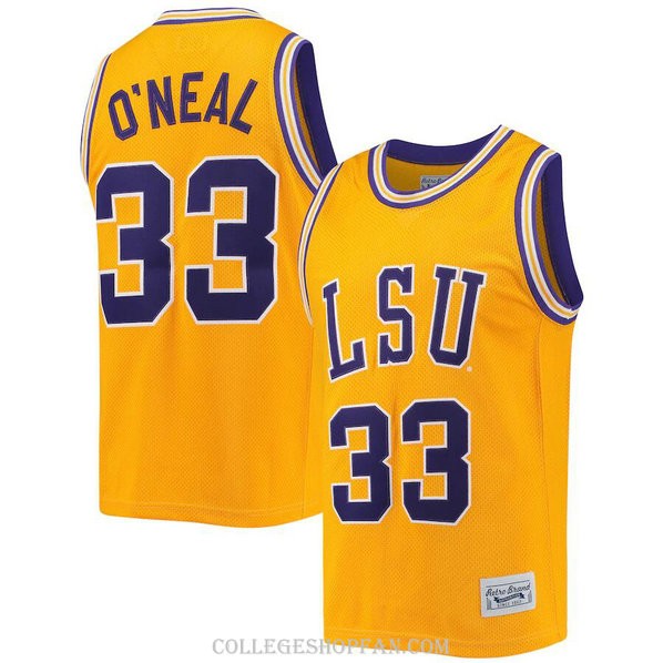 Mens Shaquille Oneal Lsu Tigers #33 Authentic Gold College Basketball Jersey